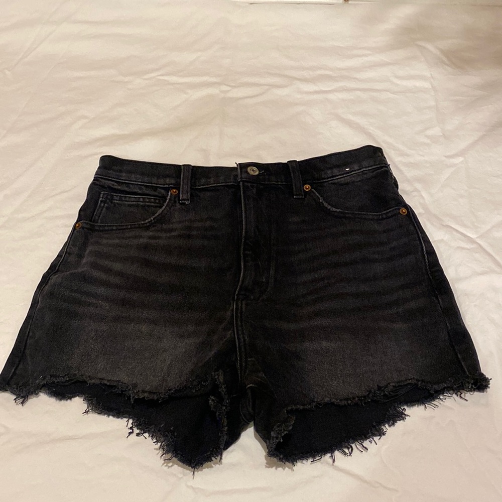 High Rise Black Denim Shorts